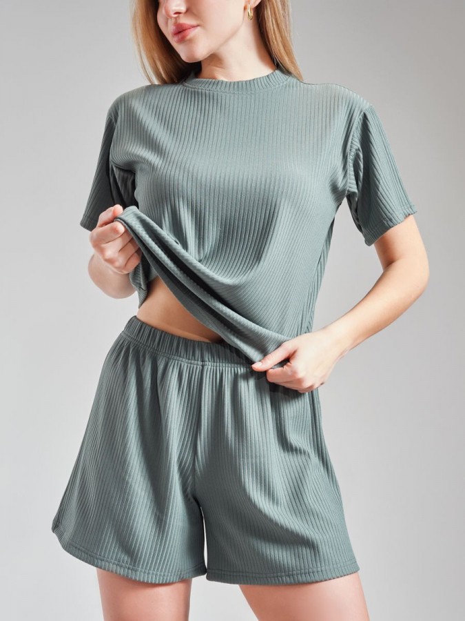 Домашний костюм с шортами лапша - 3