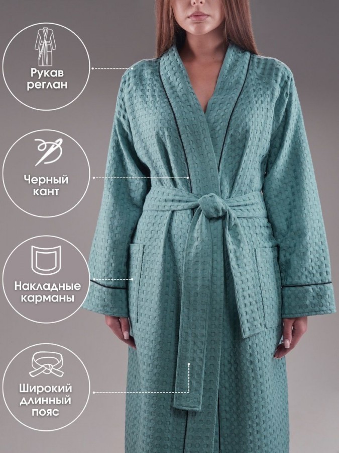 Халат банный вафельный - 8