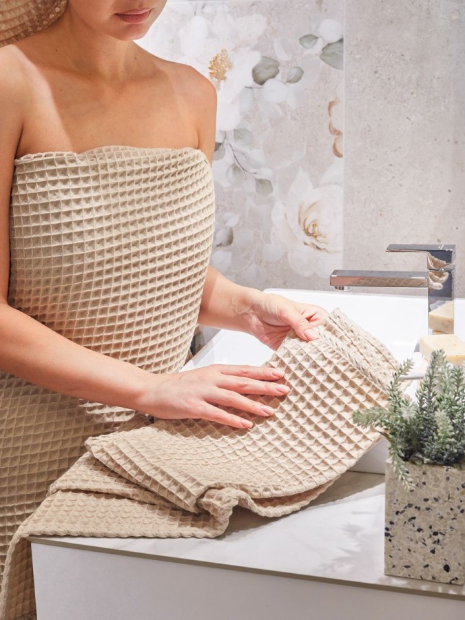 Набор банных вафельных полотенец 3 шт - 8