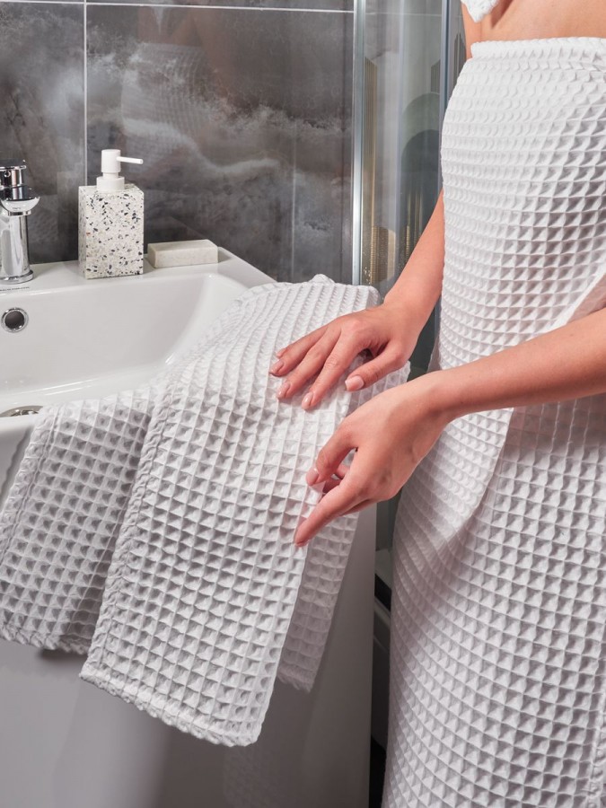 Набор банных вафельных полотенец 3 шт - 7