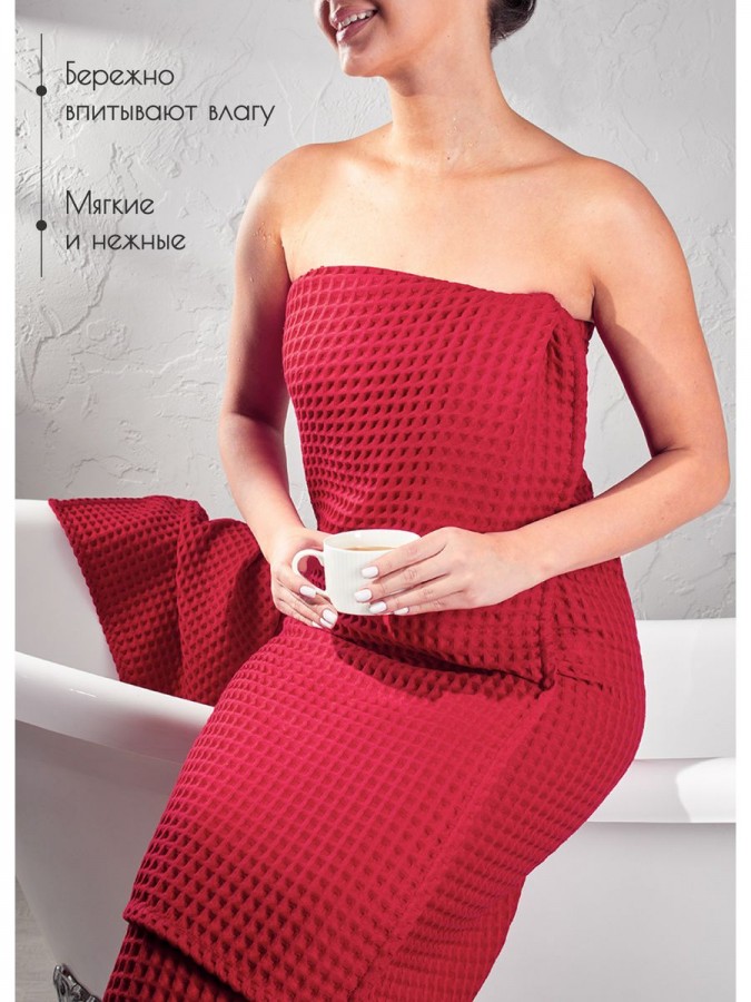 Набор вафельные полотенца 50х65-2шт, 90х140 -1шт хлопок - 4