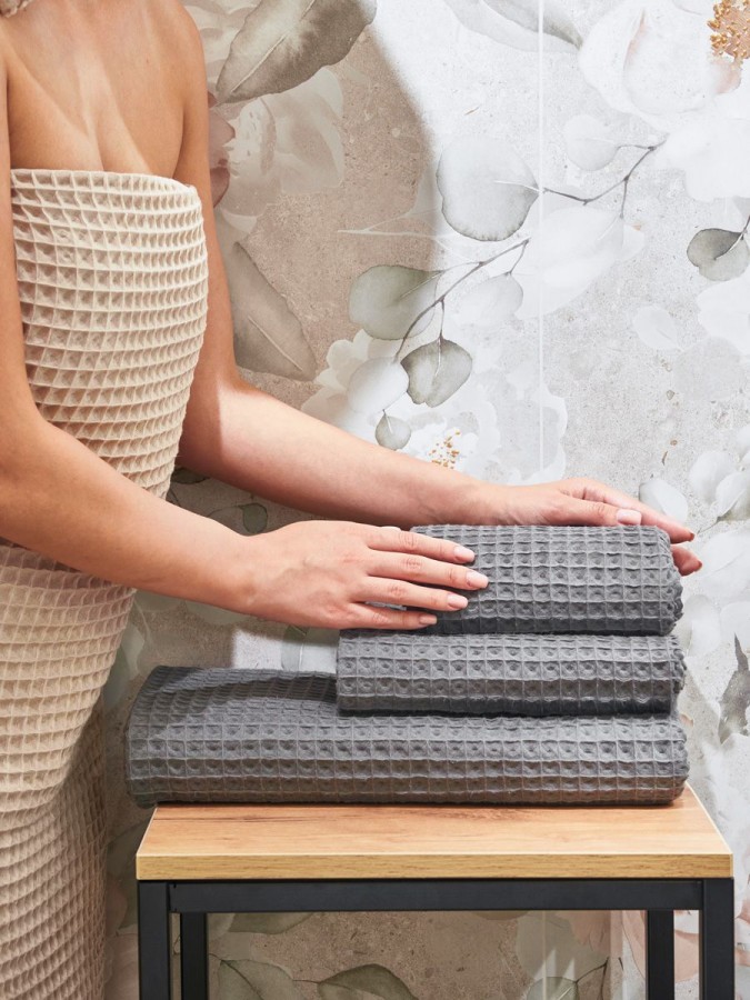 Набор банных вафельных полотенец 3 шт - 4