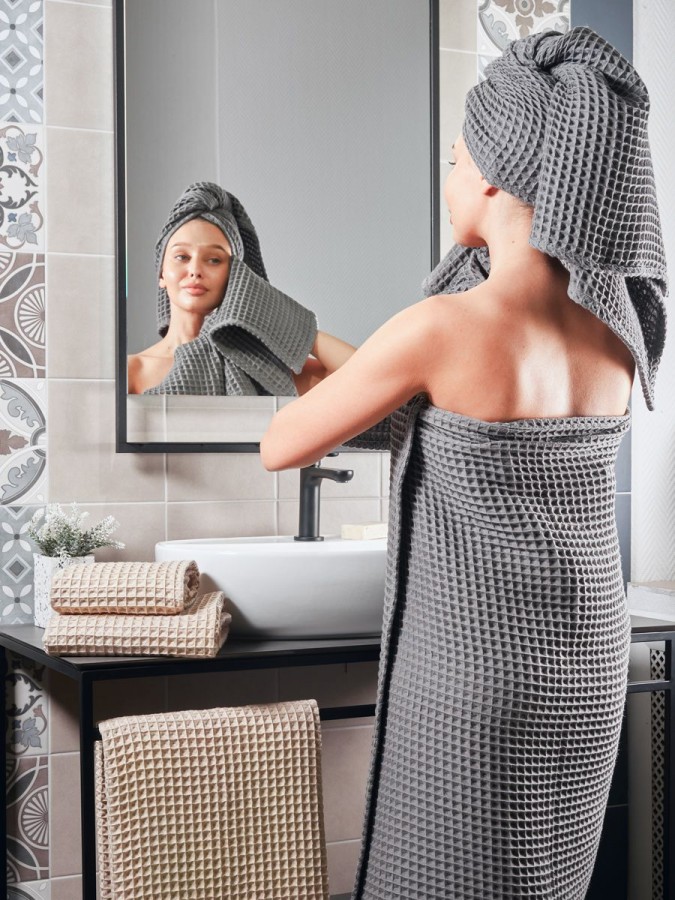 Набор банных вафельных полотенец 3 шт - 8