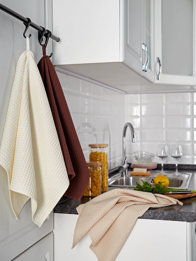 Полотенце кухонное вафельное набор 3 штуки - 7