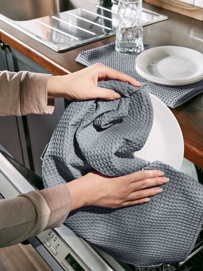 Полотенце кухонное вафельное набор 3 штуки - 2